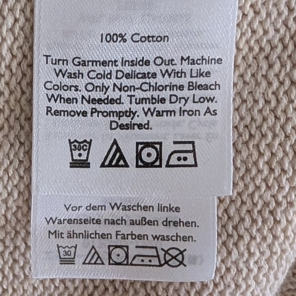 Eddie Bauer Men's 1/4 Zip Sweater MEDIUM Preppy  Stripes Cotton Outdoor Oatmeal - Picture 6 of 7